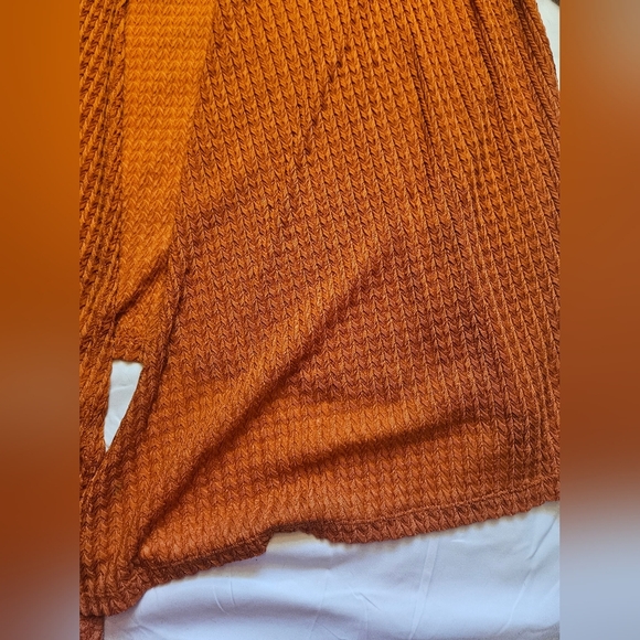 Allison Daley Womens Orange Textured Open Front Long Sleeve Cardigan Size Large - Picture 2 of 8